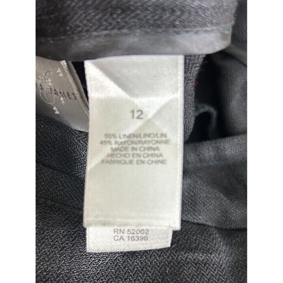 Emma James Womens Size 12 Black Linen Blend Wide Straight Leg Ankle Pants N4 - Picture 11 of 12